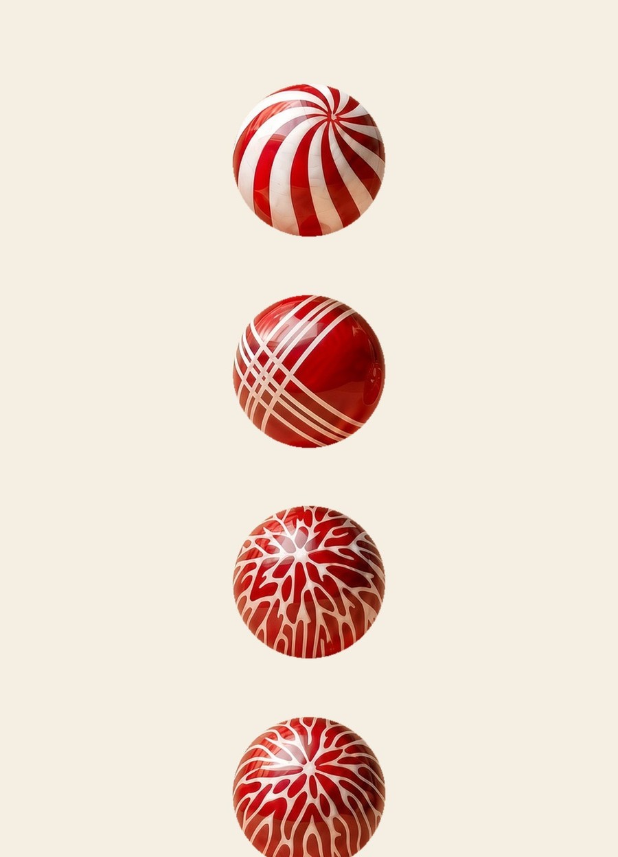 Painted red spheres